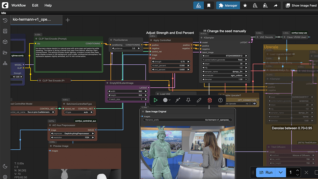 Screenshot der Workflow-Ansicht in ComfyUI