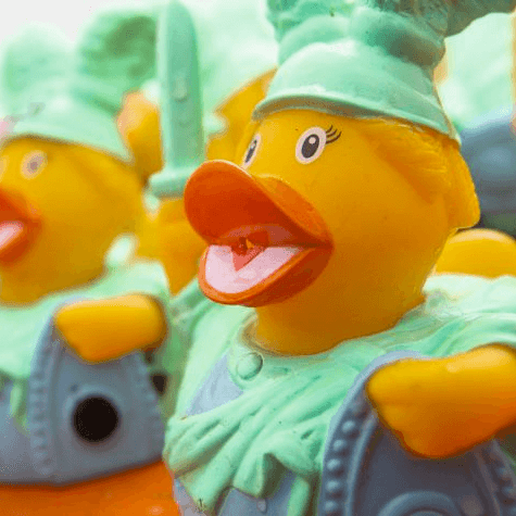 Hermannen-Quitschenten als Werbung der Stadtwerke Detmold