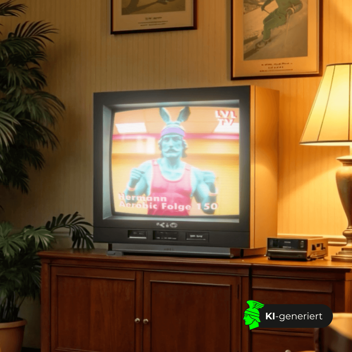 Hermannsdenkmal im Aerobic-Outfit (KI-generiert)